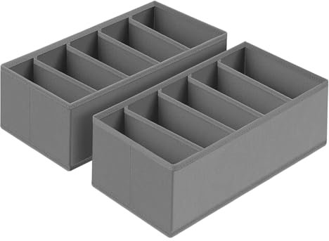 Homsorout Schubladen Organizer Kleiderschrank Organizer - 2er Set Schrank Organizer Stoff 30 x 15 x 9 cm Unterwäsche Organizer für Pax Organizer, Socken, Baby Kleidung, Dunkelgrau