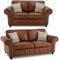 Easy4You Oakland Braun Kunstleder 3-Sitzer-Sofa + 2-Sitzer-Sofa Sofas für Wohnzimmer Sofagarnituren mit Hohe Rückenkissen 3- und 2-Sitzer Set Sofas & Couches