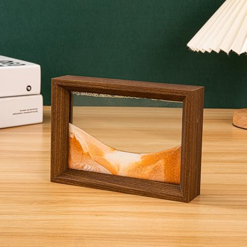 AzureLeap Sandbilder zum Drehen 3D Sandscape die Sandkunst in Tiefsee Fließende Sandmalerei Sandbild Geschenke Sanduhr Deko Aesthetic für Büro Wohnzimmer Schreibtisch Erwachsene Kinder [GELB-6in]