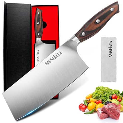 MOSFiATA 8 Inch Chef Knife, Sharp Chinese Chef Knife Professional Kitchen Knives, High-Carbon German Stainless Steel Japanese Chopping Cooking Knife with Ergonomic Handle Gift Box