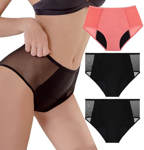 Necalisi Unterhosen Damen Damen Unterhosen Mischfarbe-3 Damen 30ML Starke Strömungsabsorption Menstruation Unterhosen für Frauen Alternative zu Tampons Binden Slipeinlagen 3pcs XXL