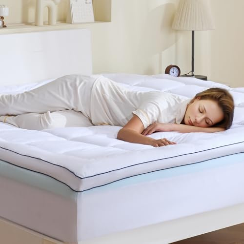 VEVOR Mattress Topper, King Size, 101.6 mm Thickness, Memory Foam, Fiber Fill, Detachable & Washable, Ergonomically Designed for Pressure Relief, Comfortable Cooling & Breathable, for Hot Sleepers
