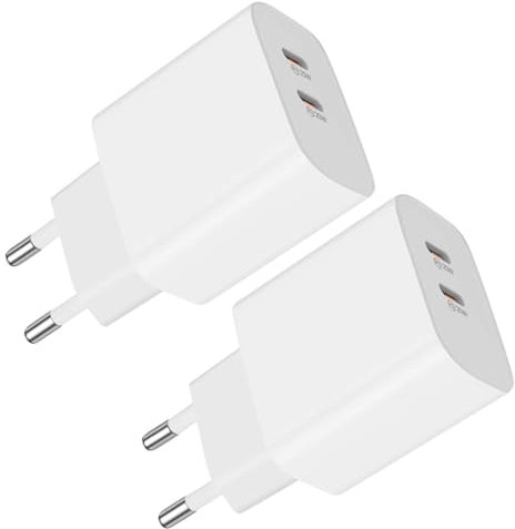 USB C Adapter 20W,40W 2Port USB C Ladegerät für iPhone 16 15 Plus Pro Max iPad Samsung Huawei Xiaomi, USBC Stecker Schnellladegerät Netzstecker USB C Netzteil Ladestecker Charger(2 Stück)