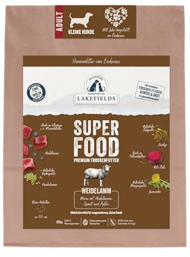 Lakefields SUPERFOOD | Premium Hundefutter trocken | 61% Lamm | 1kg | Getreidefreies Trockenfutter für kleine Hunde | Mit Fenchelsamen, Heidelbeeren & Roter Beete | Von Tierärzten entwickelt