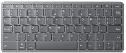 Lenovo - Teclado inalámbrico Bluetooth multidispositivo, conecta hasta 3 dispositivos simultáneamente, compatible con iOS, Android, Windows, perfil delgado, recargable, batería de 60 horas, color gris