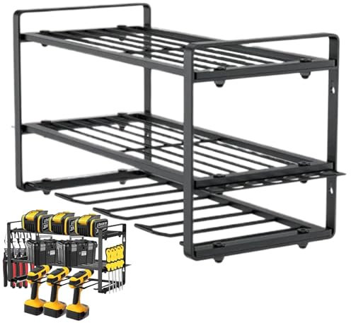 Cordless Tool Organizer, 3 Layer Drill Shelf Organizer, Wall Mounted Tool Storage Organizer, Modular Garage Tool Organizer, Heavy Duty Storage Workshop, Easy To Use, Portable for Garage Shed