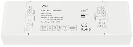 Einfarbiger Controller/CCT/RGB/RGBW/RGB + CCT 12-48 V DC – 5-in-1 – RF 2,4 GHz – PUSH Dimmer – Skydance
