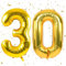 Golden Luftballon 30,Zahlen Luftballons Golden,40 Zoll Folienballon 3&0,Golden Zahlenballon 30 Helium Ballon Luftballon 30 Geburtstag für 30th Geburtstagsdeko Mädchen Junge