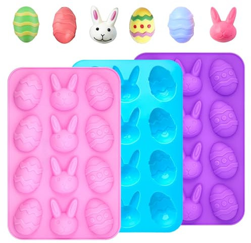 3 Pezzi Stampi In Silicone Di Uovo Di Pasqu, Stampo per Cioccolato in Silicone Pasquali, per Cioccolato, Gelatina, Cubetti di Ghiaccio, Savon, Gâteau, Muffin