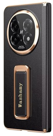 COQUE Hülle für Oppo Find N5 Premium - Echtleder mit drehbarem Handgelenkband & Ständerfunktion Scharnier-Schutzcover für Oppo Find N5-Schwarz