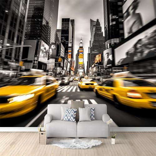 Fototapete Urban Modern Straße 3d Effekt Vlies Tapeten Wandtapete Moderne Wanddeko Design Wand Dekoration Wohnzimmer Schlafzimmer Kinderzimmer Studie, 350 x 256 cm, Gelb Schwarz