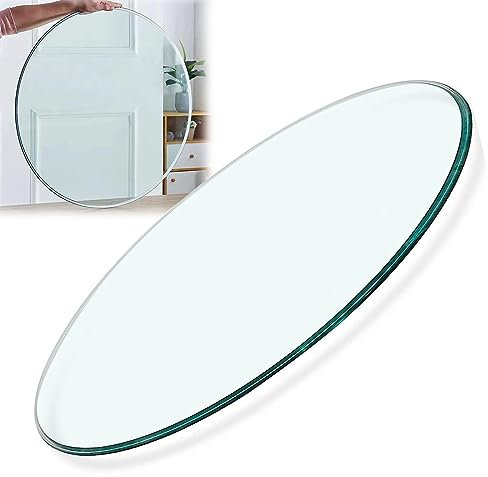 YUEKOPOU Runde Esstischplatte aus gehärtetem Glas – klare abgeschrägte Kante for Kaffee- und Esstische, DIY-Sondergrößen von 35 cm bis 100 cm(65CM(26INCH))