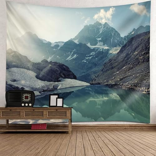 Wycian Wall Tapestry Aesthetic Wandteppich Natur Landschaft See Grün See- und Berglandschaft Mikrofaser 240X220cm (Breite x Höhe)