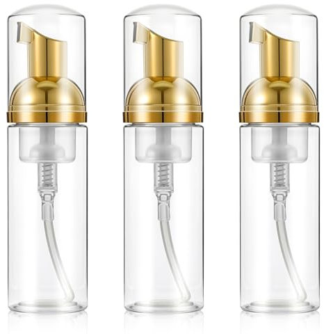 Lot de 3 distributeurs de mousse de 60 ml - Petite bouteille de mousse - Format voyage - Réutilisable - Distributeur de savon mousse pour articles de toilette, shampoing, nettoyant pour le visage