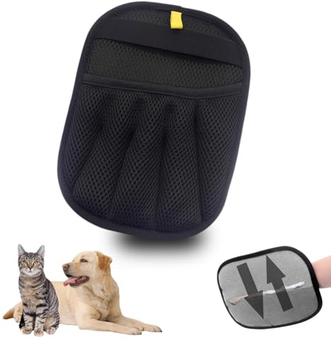 Upgrade Tierhaarentferner Handschuh, Fell Magnet handschuh für Katzen und Hunde, Wiederverwendbarer doppelseitiger Tierhaarentferner für die tägliche Pflege (schwarz, 1 stück)
