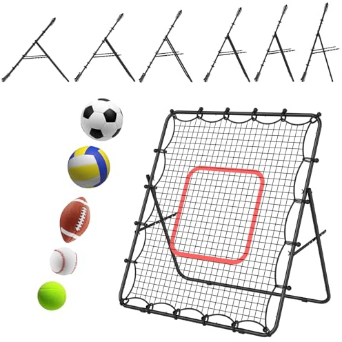 Volleyball Netz für Garten, Rebounder für Fußball, Baseball, 1,2 x 1,4 m | Volleyballnetz 6 Winkel Einstellbar, Faltbar, Ausübung Verschiedener Ballsportarten für Schlag, Aufschlag, Zuspiel