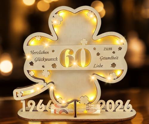 I LOVE MOM 60 Geburtstag Frauen männer, Kleeblatt Glück 60 geldgeschenk Geburtstag Holz, Geschenke zum 60 Geburtstag Mann Frauen für Geschenke, Hochzeiten, Partys, Geburtstage, Jubiläum