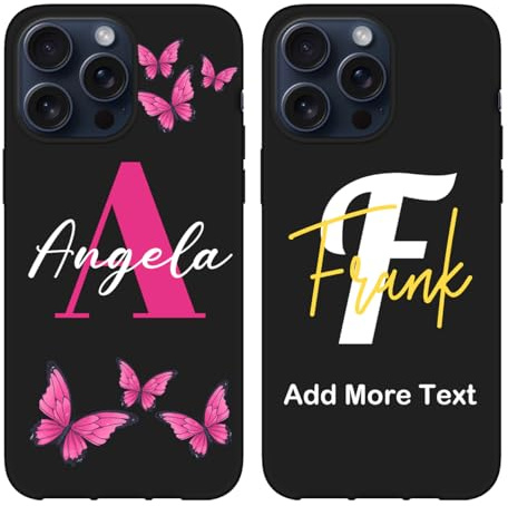 Individuelle personalisierte Hülle kompatibel mit Apple iPhone 15 Pro Max 2023 - Anpassbare Name und Initial Handyhülle, Schlankes Silikon Schutzhülle, einzigartiges Geschenk