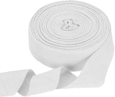 QUARKZMAN Baumwoll Gurtband 30mm x 10m (B x L) Baumwollgewebe Fischgrät-Gewebeband Bänder Schrägbänder Rolle für Kunst und Handwerk Zubehör DIY Nähen Basteln (Weiß)
