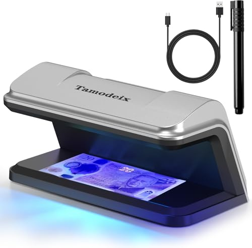 Tamodeix Counterfeit Money Detector with Money Checker Pen Bundle, LED UV Fake Note Checker, USB-C Powered NX-115A (Battery Not Included)