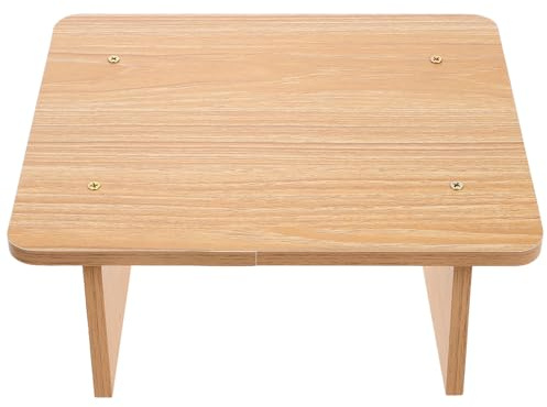 SILENRADAWN Marche Pied Bois Compact au Design Multifonctionnel, Petit Banc en Bois Beige Minimaliste, Escabeau Cuisine pour Adultes Maintien du Pied