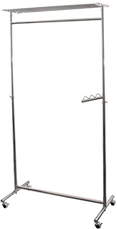 GERSO Verchormter Garderobenständer 95cm breit Höhe bis 180cm rollbarer Kleiderständer Hutablage stufenlos höhenverstellbar
