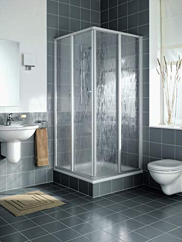 Kermi Nova 2000 Eckeinstiegshälfte, 2-teilig silber matt; Kunst Fontana Glas;...