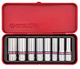 KING TONY 3508SR Coffret de Douilles Longues Pouces, Set de 8, 3/8