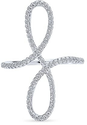Einfache Romantische Große Pave Zirkonia Elegante Vollfingerrüstung CZ Statement Swirl Infinity Ring Für Frauen Teen.925 Sterling Silber