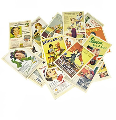 yuetonYCZ 32 PCS 1 Set Vintage Retro Europa Dancing Reise Werbung Album Postkarte Grußkarte Post Karten für sammeln
