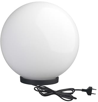 DOPO LIGHTING - Stehleuchte GLOU mit schwarzem Sockel und weißer Kugellampenfassung E27 für den Außenbereich IP44 (Ø30cm). Dekorative Lampe für Terrassen, Innenhöfe und Gärten