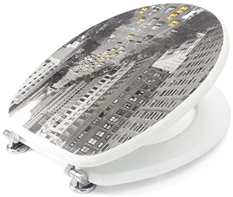 GELCO Design Abattant WC Taxi, Bois Moule, Gris, 45 x 36.5 x 5.cm