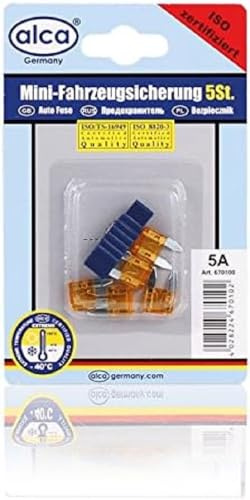 alca® Mini-Sicherungen 3A 5Stk. Set im Blister, 32V, violett | Mini-Flachsicherung im 5er-Bundle für Auto, Wohnwagen, Camper, Motorrad & Moped