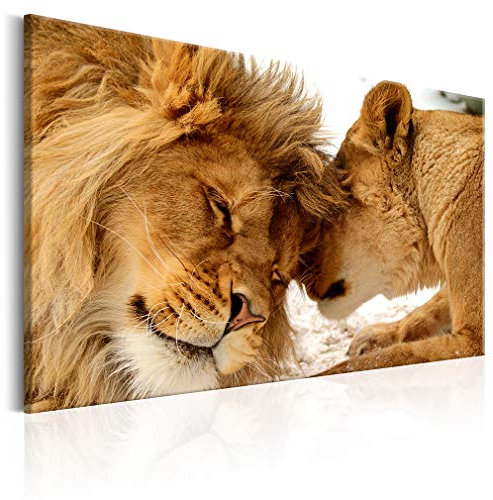 decomonkey Bilder Wandbilder Löwe Afrika 120x80 cm 1 Teilig Leinwandbilder Bild auf Leinwand Wandbild Kunstdruck Wanddeko Wand Wohnzimmer Wanddekoration Deko Tiere Wildlife Natur
