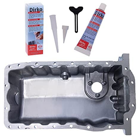 BESTPRICE 1x Ölwanne Aluminium, 1x Dichtstoff Dirko Spezial Silikon