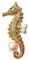 Navachi Broche en forme d'hippocampe plaqué or 18 carats avec perles et cristaux, Cristal, Cristal