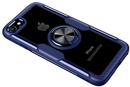 SORAKA Cover Trasparente per iPhone SE 2022/2020/iPhone 8/iPhone 7 con Supporto anello,Cover Acrilico trasparente Custodia iPhone 8 con piastra metallica per Supporto Auto Smartphone Magnetico