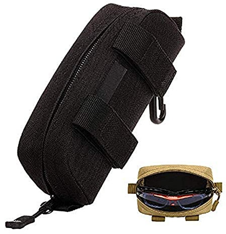 iwobi Astuccio per Occhiali da Sole,Soffice Custodia per Occhiali in Nylon Custodia Occhiali Tattica Portatili Accessori per Occhiali,Nero