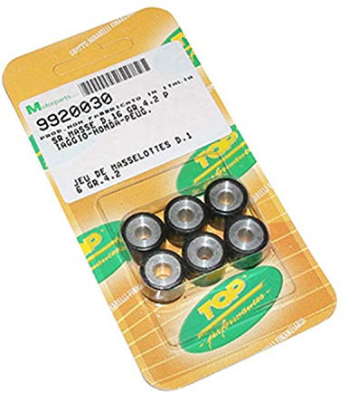 GALET SCOOT TOP PERF 16X13 8,0g (x6) POUR PEUGEOT 50 KISBEE, TKR, TREKKER, SPEEDFIGHT, BUXY, VIVACITY-PIAGGIO 50 ZIP, TYPHOON, NRG 1994>1999-KYMCO 50 DINK, PEOPLE, TOP-BOY