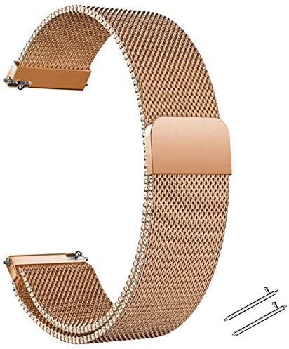 beifon Edelstahl Uhrenarmband Mesh 20mm/22mm Gold/Silber/Schwarz Ersatz Metall Armband Edelstahlarmband mit Magnetverschluss Smartwatch Schnellverschluss Watch Uhren Ersatzband (Roségold, 20mm)