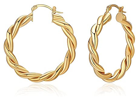 BMMYE Creolen Silber 925 Damen, 5mm Breite Groß Hypoallergene 18K Vergoldete Ohrringe Gold Schmuck Geburtstagsgeschenk für Damen 20/30/40/50mm