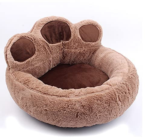 HTSM Hundebett Katze Plüsch Bären Pfote Haustier Bett warmes Bett Katze Nest waschbares Teppich Hundenest reizendes Hundebett Sofaskissen (M, Braun)