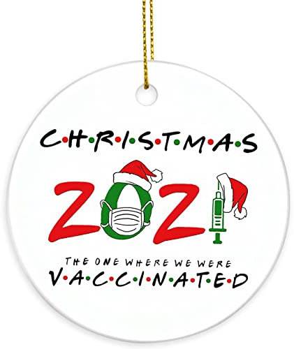2021 erstes Weihnachtsornament, lustige 2021 Weihnachtsbaumschmuck, Pandemie Ornament, Quarantäne-Ornament, Keramik rundes Ornament, Ornament zum Erinnern an dieses Jahr! (Weihnachten 2021)