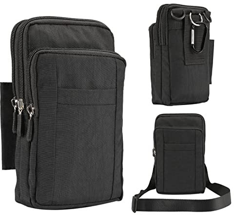 18,3 cm Gürteltasche für iPhone 13 Pro Max, 12 Pro Max, Herren-Reise-Umhängetasche, Handy, Crossbody-Tasche für Samsung Note20, S21 Ultra, S20 Pus, A81, A72, A32, Schwarz