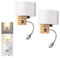 JZCDR Luminaire Applique Murale Bois Avec Interrupteur Lampe Lecture Murale LED Tube Metal Cygne Flexible Réglable Abat Jour Verre Liseuse Chevet Murale Douille E27 Salon Étude Chambre Adulte (2 pack)