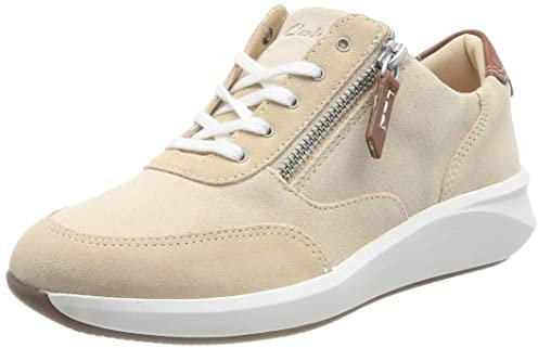 Clarks Womens Un Rio Zip Sneaker, Light Sand Nub, 4 UK