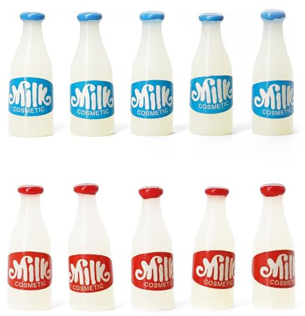 Odoria 1/12 Scale Dolls House Miniature Milk Bottles Dollhouse Accessories, 10Pcs