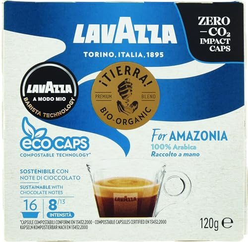 Lavazza A Modo Mio Tierra for Amazonia Organic Fruity Floral Espresso 16 Capsules