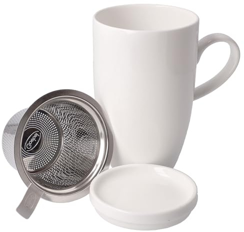 Goebel Teetasse mit Deckel und Sieb in der Farbe Weiß, 11,5x8x14cm, 0,45L, 14-005-24-1