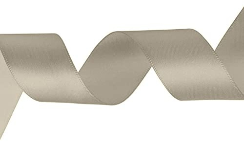WedDecor Taupe Ribbon for Gift Wrapping, 23mm x 25 Metres Double-Sided Satin Polyester Ribbon Roll for Wedding, Christmas, Hair Bow, Crafting, Sewing, Birthday Cake Decoration
